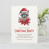 サンタ・ハット・ポインセティアスのアライグマのクリスマスパーティー 招待状 (スタンド正面)