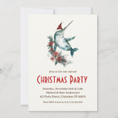 サンタ・ハット・ポインセティアス・クリスマス・パーティー 招待状 (正面)