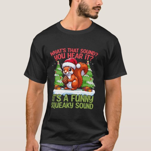 サンタ・ハット・リスの木の雪の音 Tシャツ (正面)