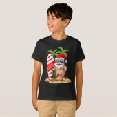 サンタ ハワイアン サーフィン Tシャツ クリスマス サマー (正面フル)