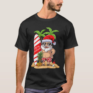 サンタ ハワイアン サーフィン Tシャツ クリスマス サマー スウ