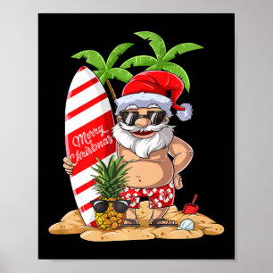 サンタ ハワイアン サーフィン Tシャツ クリスマス サマー ポスター