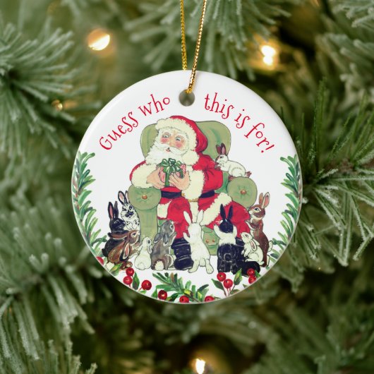 サンタ&バニーラビッツカスタムクリスマスプレゼントかわいい セラミックオーナメント (ツリー)