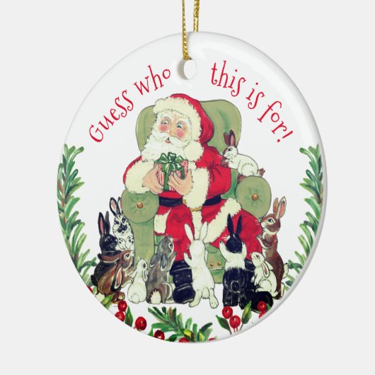サンタ&バニーラビッツカスタムクリスマスプレゼントかわいい セラミックオーナメント (左)