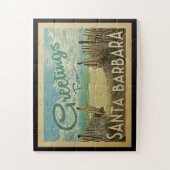 サンタ・バーバラのビーチのヴィンテージ旅行 ジグソーパズル (縦)