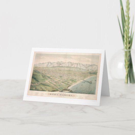 サンタ・バーバラのCA.のパノラマ式の地図1877年(1581A) カード (正面)