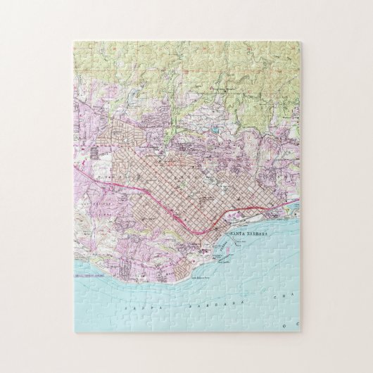 サンタ・バーバラカリフォルニア(1952年)のヴィンテージの地図 ジグソーパズル (縦)