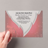 サンタ・パターンで汚れたサンタパーティーに参加 アクリル招待状 (インサイチュ (ポータブル))