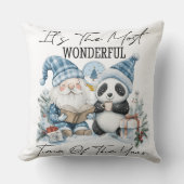 「サンタ&パンダの居心地の良いクリスマスフェスティバル友達 クッション (正面)