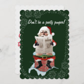 サンタ「パーティーポーパー」のクおもしろいリスマス招待状 招待状 (正面/裏面)