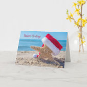 サンタ・ヒトデ・シーズンのご挨拶 カード (黄色い花)