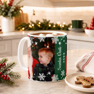 サンタ・ビジット2つの写真コラージュのクリスマス記念の画像 コーヒーマグカップ