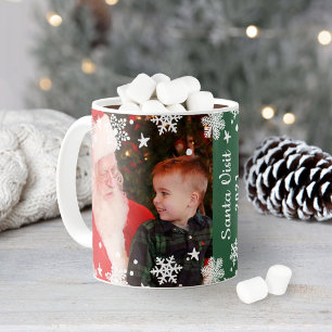 サンタ・ビジット2つの写真コラージュのクリスマス記念の画像 コーヒーマグカップ