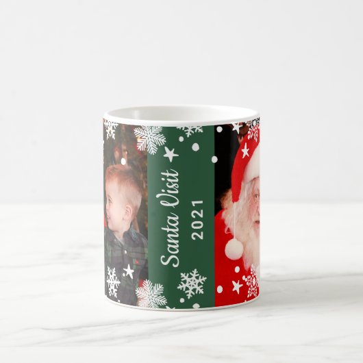サンタ・ビジット2つの写真コラージュのクリスマス記念の画像 コーヒーマグカップ (中央)