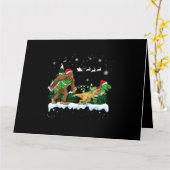 サンタ・ビッグフット恐竜メリークリスマスを迎える カード (黄色い花)