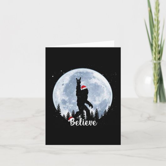 サンタ ビッグフット クリスマス ロック ロール サスクワッチ 信じる カード (正面)