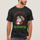 サンタ&ビールクリスマス「トップシェルフ小妖精や小人サンタ」 Tシャツ (正面)