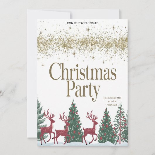 サンタ フェスティブ ハッピー クリスマス パーティー 招待状 (正面)