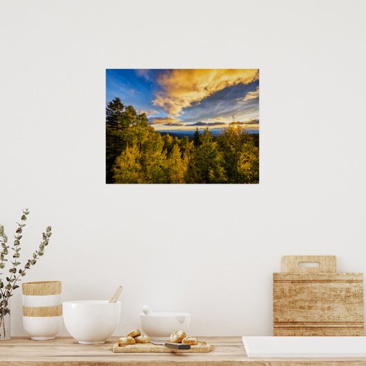 サンタ・フェ国立森林秋の夕暮れ ポスター (キッチン)