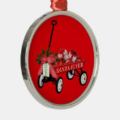 サンタ・フライヤーおもちゃ赤ワゴンとクリスマス メタルオーナメント (右)