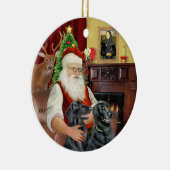 サンタ – フラットコーテッドレトリバー セラミックオーナメント (右)