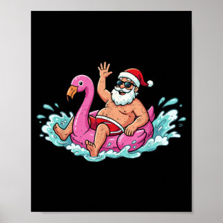 サンタ フラミンゴ フロート サマー クリスマス メンズ ポスター
