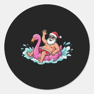 サンタ フラミンゴ フロート サマー クリスマス メンズ ラウンドシール