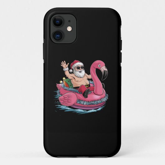 サンタ フラミンゴ フロート ビーチ Christmas In July サマー Case-Mate iPhoneケース (裏面)