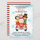 サンタ&フレンズ誕生日パーティーへの招待 招待状 (正面/裏面)