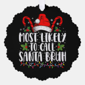 サンタ・ブラ・クリスマスを呼ぶ可能性がおもしろい高い オーナメントカード (正面)