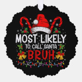 サンタ・ブラ・クリスマスを呼ぶ可能性がおもしろい高い オーナメントカード (正面)