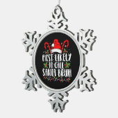 サンタ・ブラ・クリスマスを呼ぶ可能性がおもしろい高い スノーフレークピューターオーナメント (右)