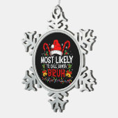 サンタ・ブラ・クリスマスを呼ぶ可能性がおもしろい高い スノーフレークピューターオーナメント (右)