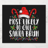 サンタ・ブラ・クリスマスを呼ぶ可能性がおもしろい高い スパークリングワインラベル (シングルラベル)