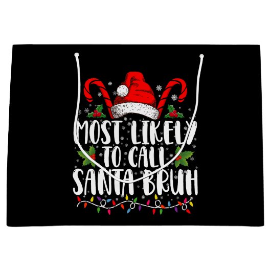 サンタ・ブラ・クリスマスを呼ぶ可能性がおもしろい高い ラージペーパーバッグ (正面)