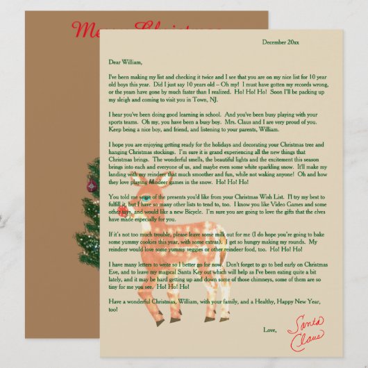 サンタ・ブルー・アイド・トナカイからの手紙 シーズンカード (正面/裏面)