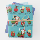 サンタ&ブロンド·ボーイが電車に乗る ラッピングペーパーシート (インサイチュ)