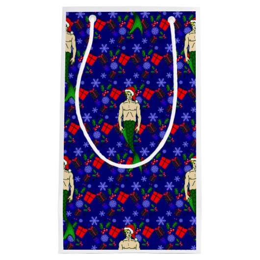 サンタ・ブロンド・メルマン醜いクリスマス・メルメイド・ギフト スモールペーパーバッグ (正面)