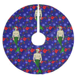 サンタ・ブロンド・メルマン醜いクリスマス・メルメイド・ギフト ブラッシュドポリエステルツリースカート