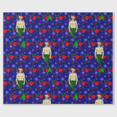 サンタ・ブロンド・メルマン醜いクリスマス・メルメイド・ギフト ラッピングペーパー (フラット)