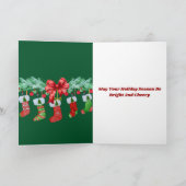 サンタ&プードルメリークリスマスグリーングリーティングカード ノートカード (内部)