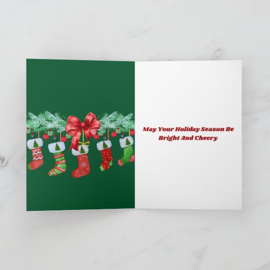 サンタ&プードルメリークリスマスグリーングリーティングカード ノートカード (内部)