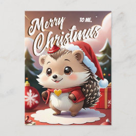 サンタ・ヘッジホッグのメリークリスマスの挨拶 ポストカード