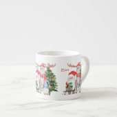 サンタ&ヘルパーズキパーソナライズされたッズクリスマスマグ エスプレッソカップ (正面右)