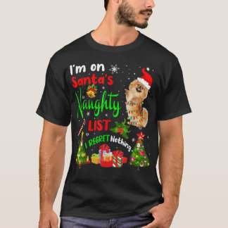 サンタ ペキニーズ 私はサンタの悪い子リストに載ってるよ クリスマスツリーT Tシャツ