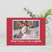 サンタ、ペットのクリスマスフォトおもしろいについて説明できる シーズンカード (スタンド正面)