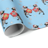 サンタ・ペンギンがプレゼントを交換 ラッピングペーパー (ロールコーナー)