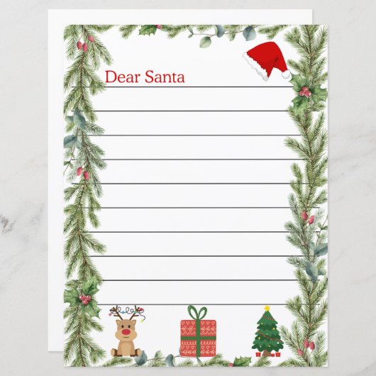 サンタ・ページへのクリスマスレターを松で飾る (正面/裏面)