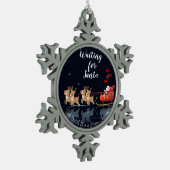 サンタ・ホを待ってる！ホー！ホー！ウィンターホリデー スノーフレークピューターオーナメント (左)