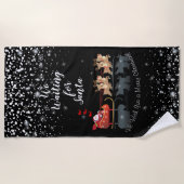 サンタ・ホを待ってる!ホー!ホー!ウィンターホリデー ビーチタオル (正面)